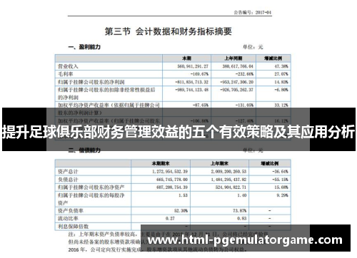 提升足球俱乐部财务管理效益的五个有效策略及其应用分析 提升足球俱乐部财务管理效益的五个有效策略及其应用分析